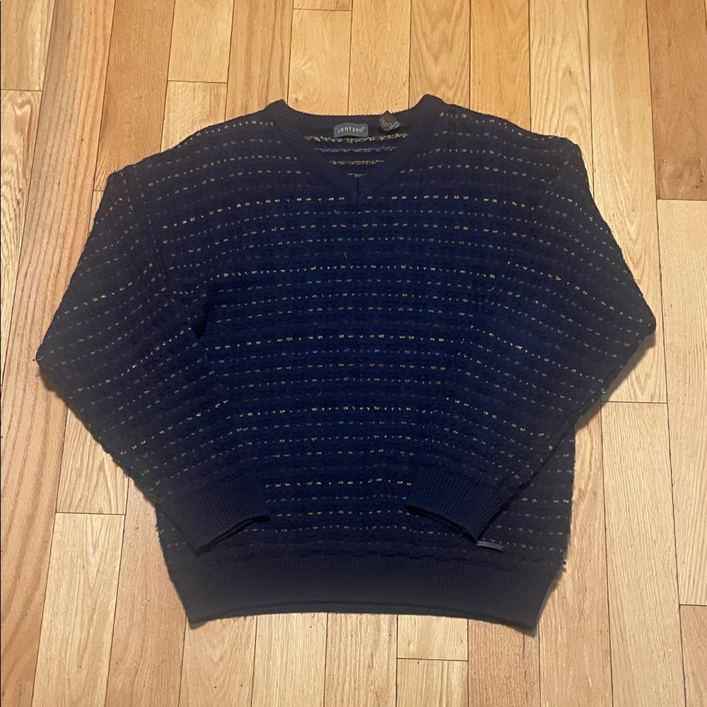 Liz Claiborne Men's Navy Textured Crewneck Sweater